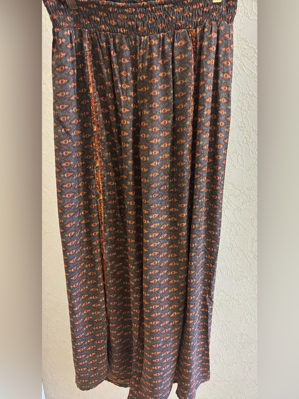 Women's Smocked Waist palazzo pants in Black and Rust